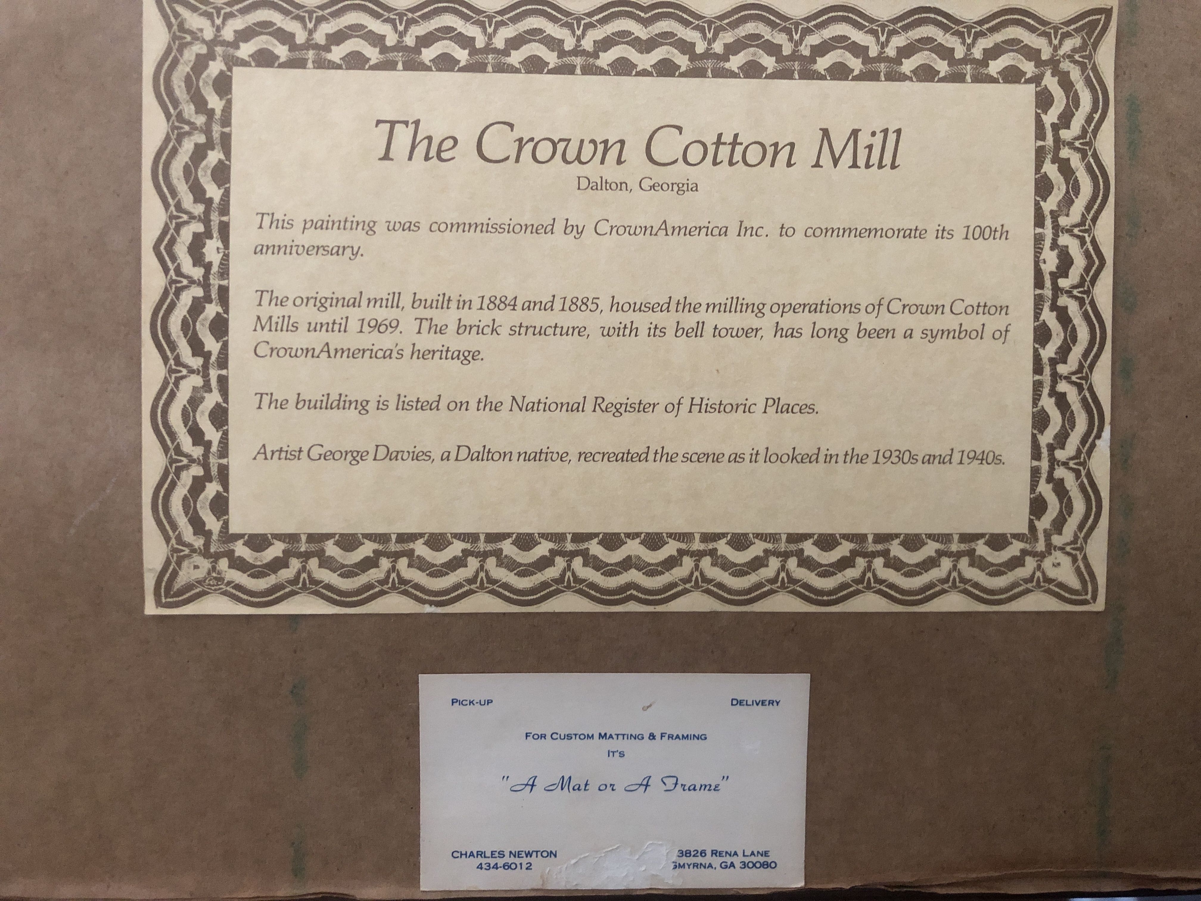 Crown Cotton Mill - G.H. Davis art collectible - Main Image 3