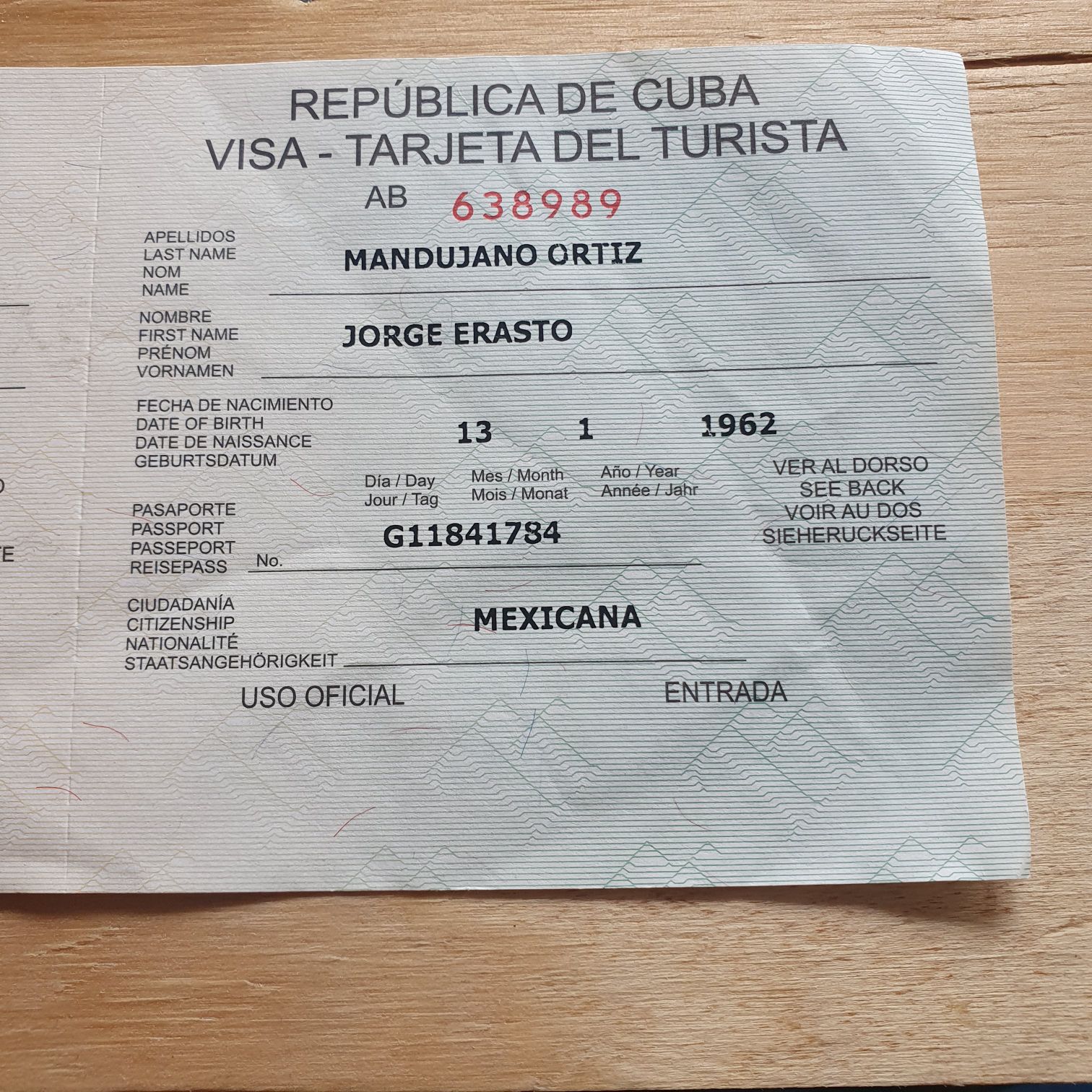 Visa Turista República De Cuba - Visa art collectible - Main Image 2