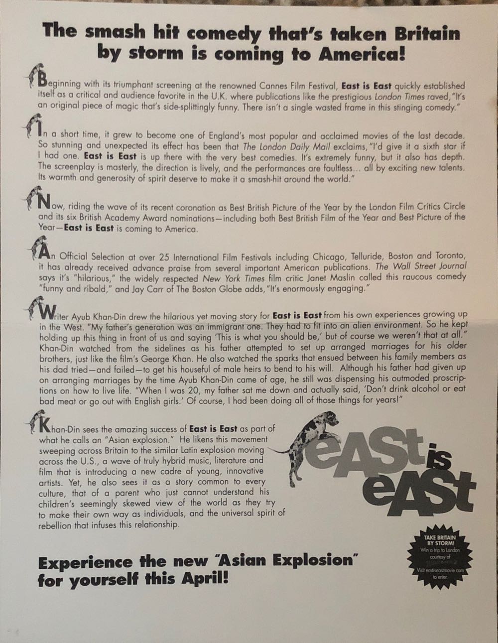 East is East Promo Flyer  art collectible - Main Image 2