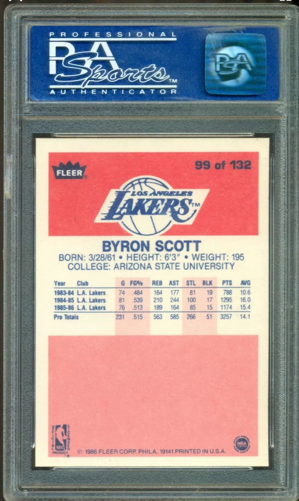 1986 Fleer Byron Scott (PSA 9)  art collectible - Main Image 2