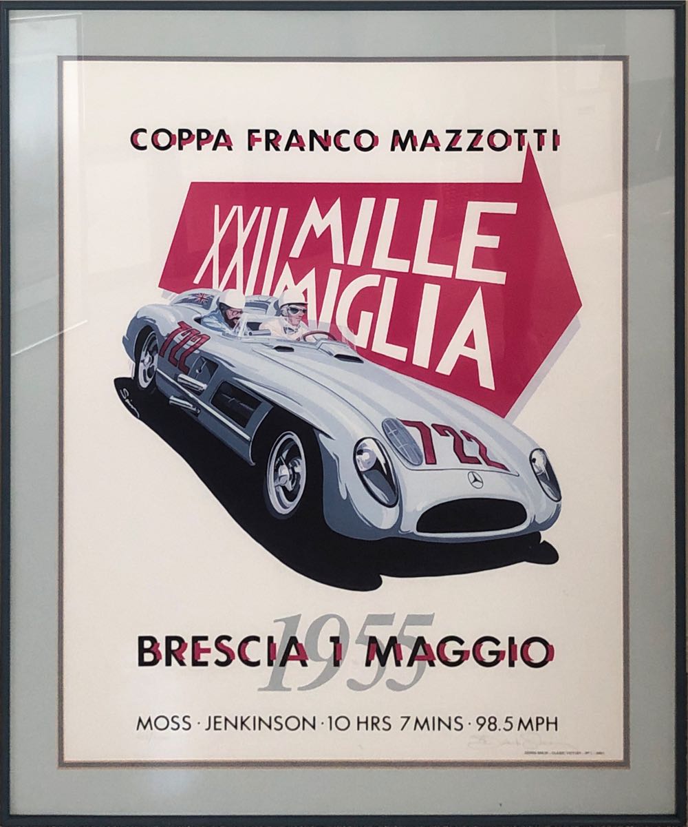 Coppa Franco Mazzotti XXII Mille Miglia Brescia (Mercedes 300 SLR) - Signed - Dennis Simon art collectible - Main Image 2