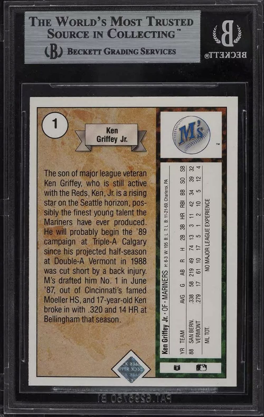 1989 UD Ken Griffey Jr. (BGS 8.5)  art collectible - Main Image 2