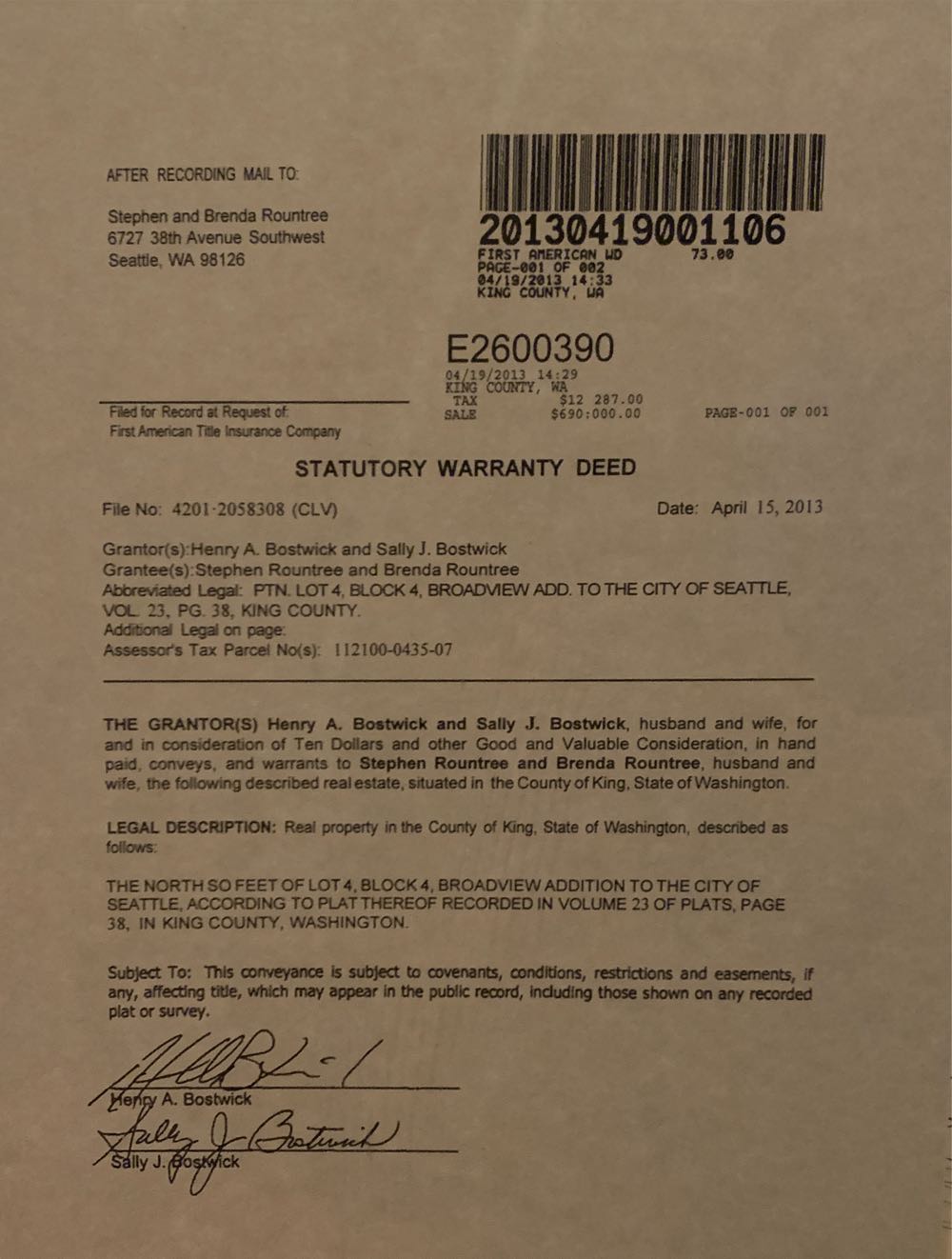 House History - 2013 - Brenda Rountree art collectible - Main Image 2