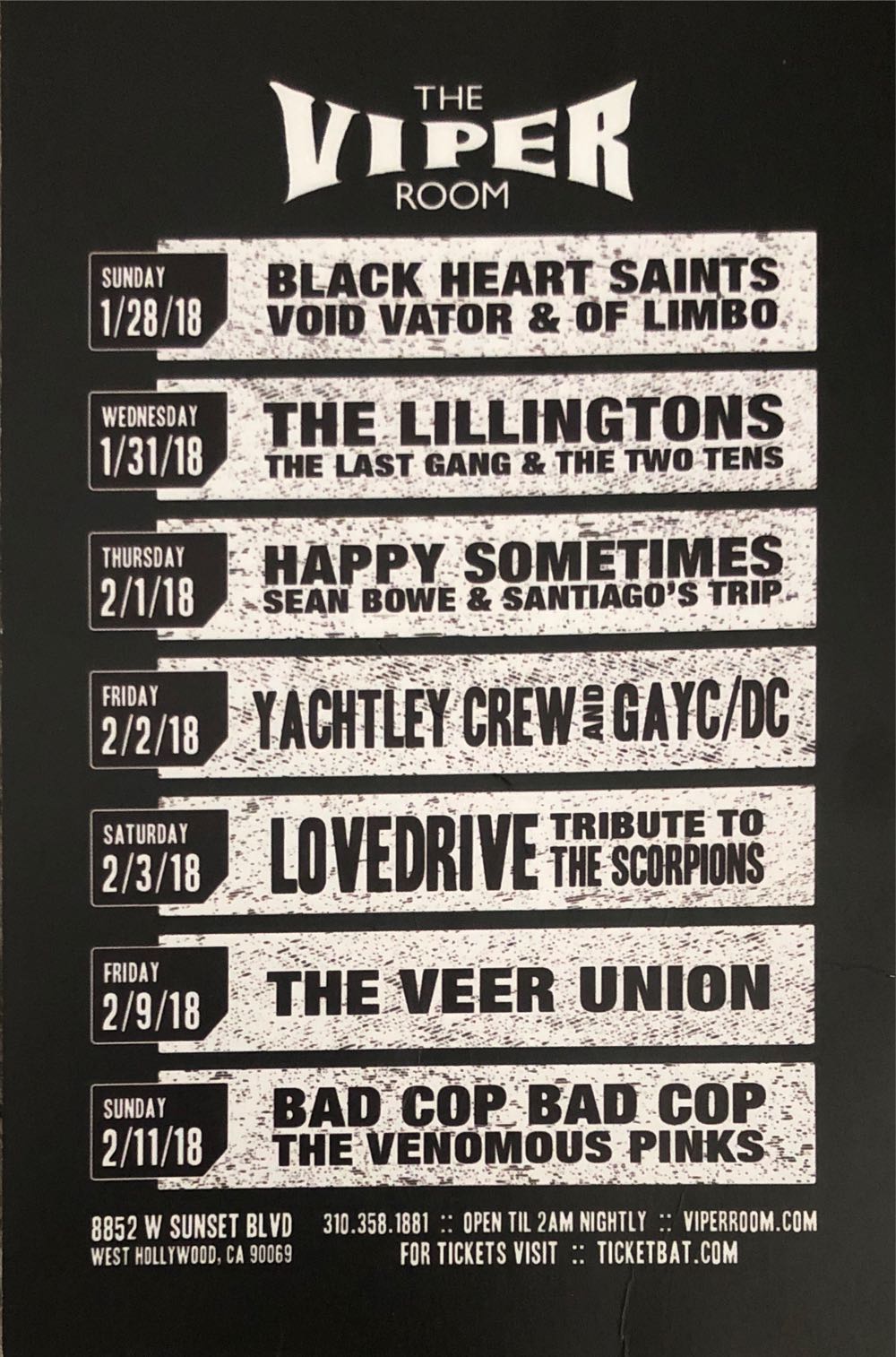 Viper Room Jan-Feb 2018 Show Calendar art collectible - Main Image 1