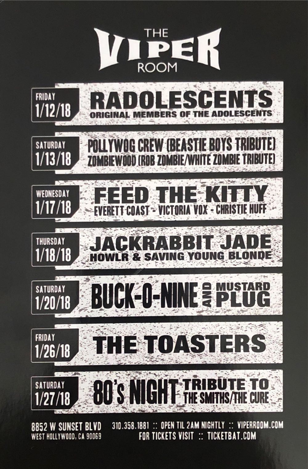 Viper Room Jan-Feb 2018 Show Calendar art collectible - Main Image 2