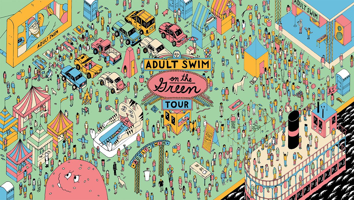 Adult Swim on the Green tour poster - Joseph Veazey art collectible - Main Image 1