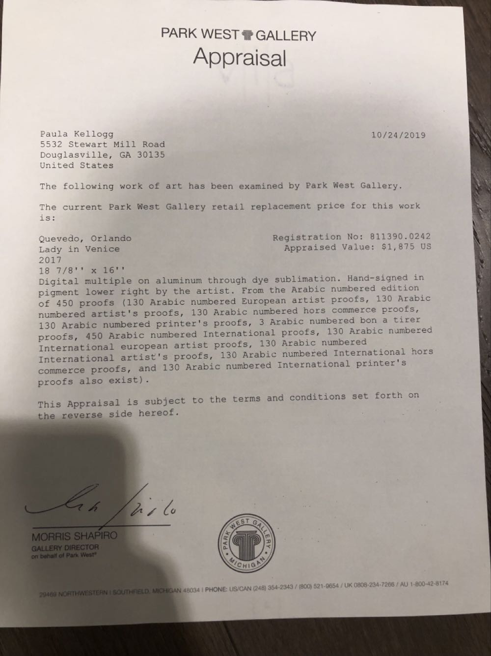 Lady In Venice - Orlando Quevedo art collectible - Main Image 2