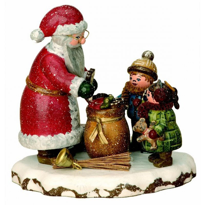 Weihnachtsschmuck / Volkskunst / Erzgebirge / Weihnachtsmann mit Kindern - Hubrig art collectible - Main Image 1