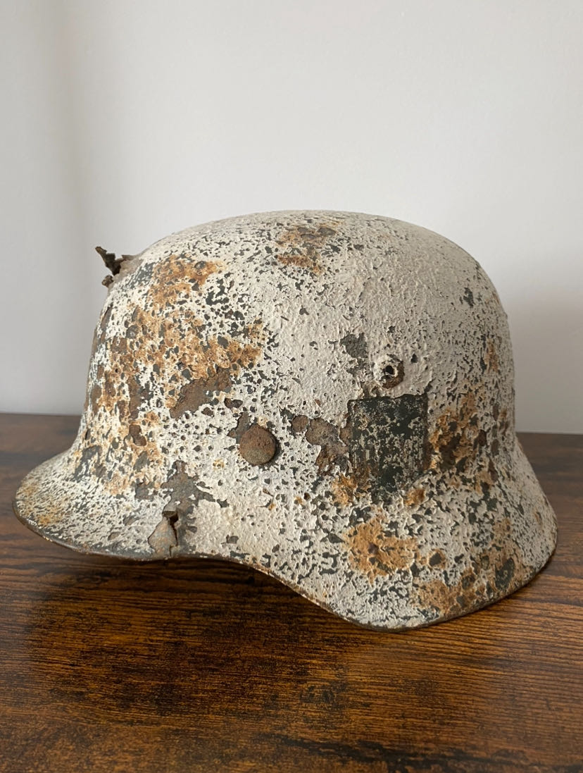 M35 Heer Double Decal Snow Camo Helmet  art collectible - Main Image 2