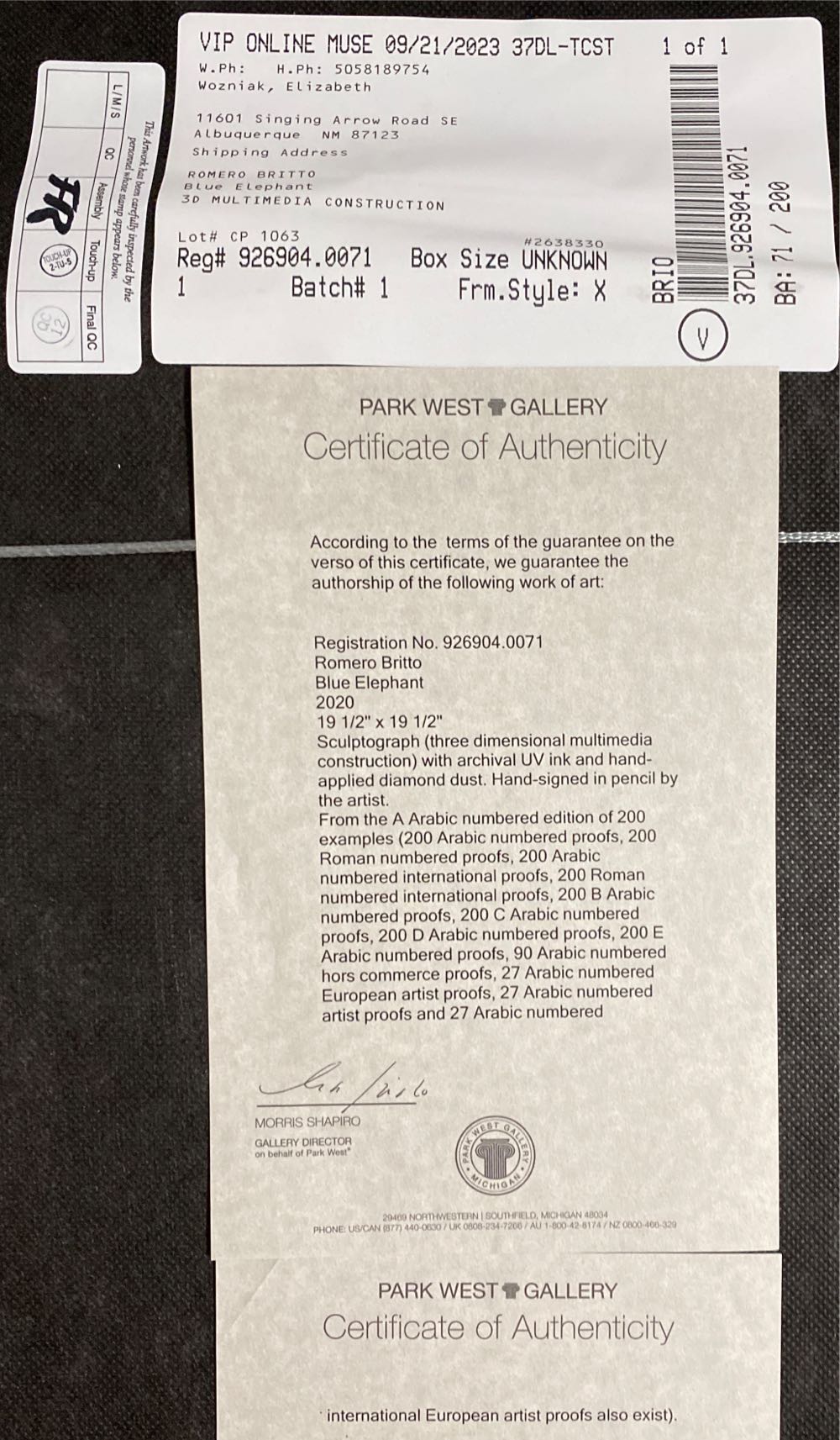 Blue Elephant - Romero Britto art collectible - Main Image 3