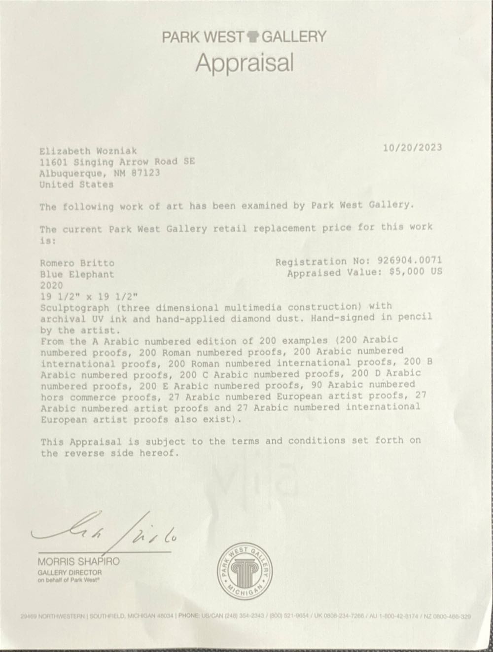 Blue Elephant - Romero Britto art collectible - Main Image 4