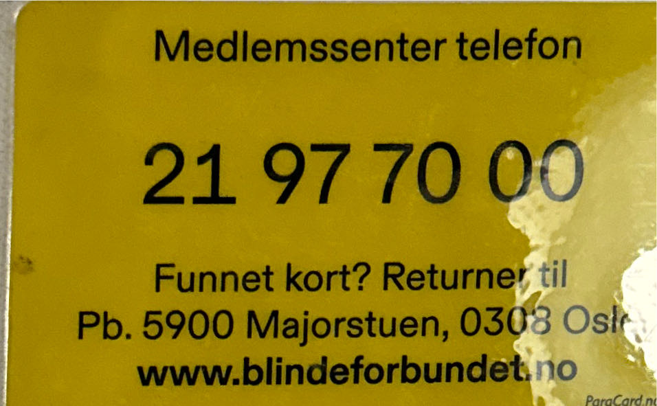 NBF Medlemskort - Norges Blindeforbund art collectible - Main Image 2