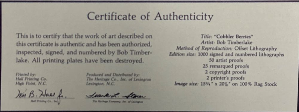 Cobbler Berries - Bob Timberlake art collectible - Main Image 3