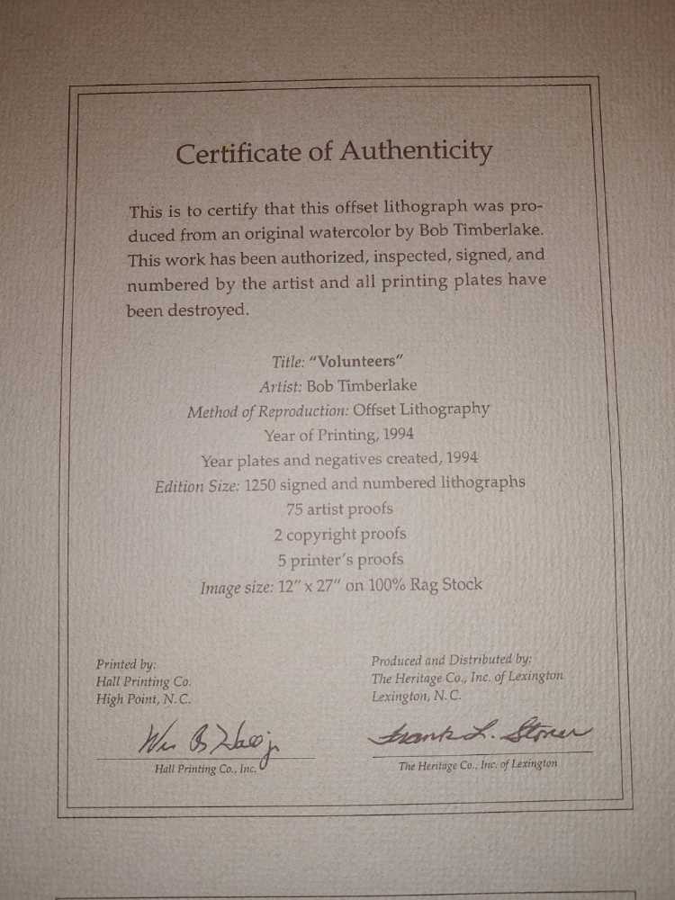 Volunteers  - Bob Timberlake art collectible - Main Image 2