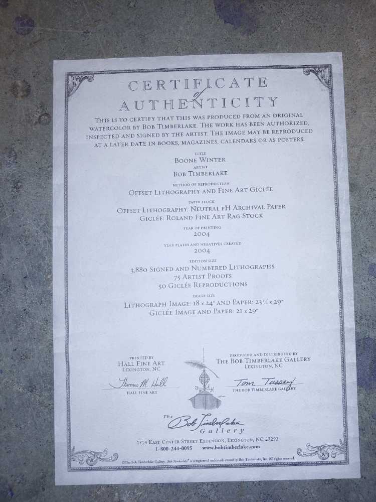 Boone Winter - Bob Timberlake art collectible - Main Image 3