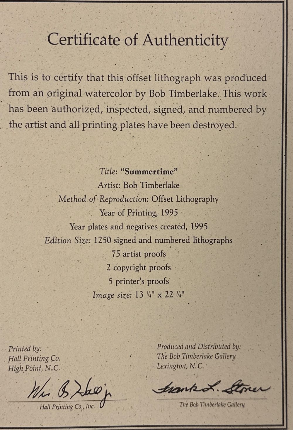 Summertime - Bob Timberlake art collectible - Main Image 4