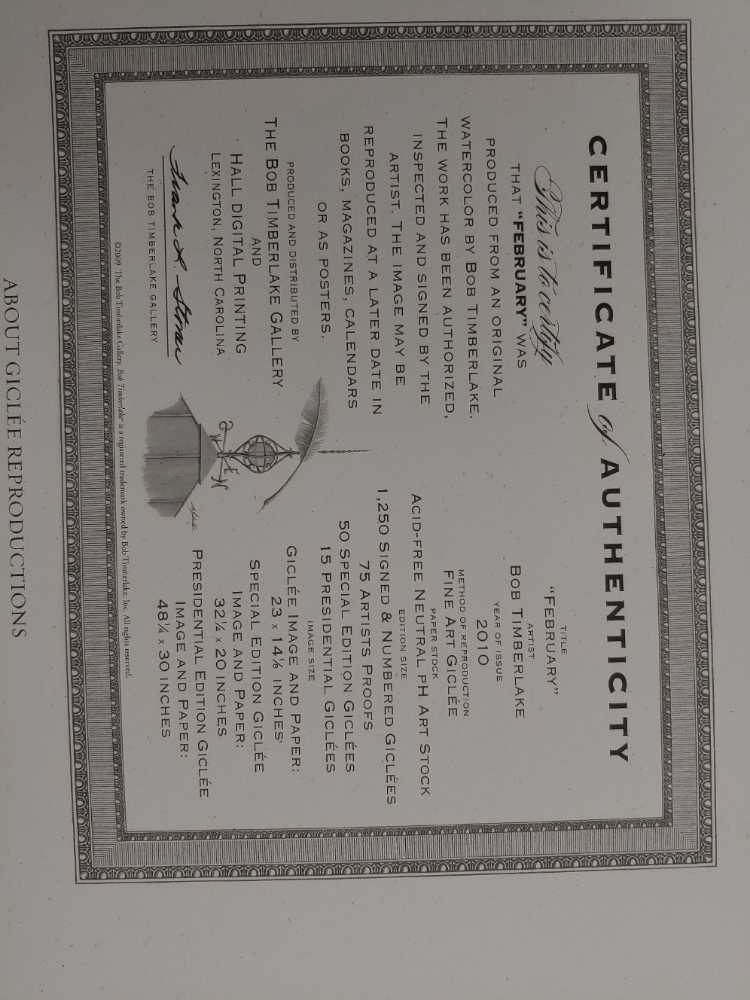 February - Bob Timberlake art collectible - Main Image 3