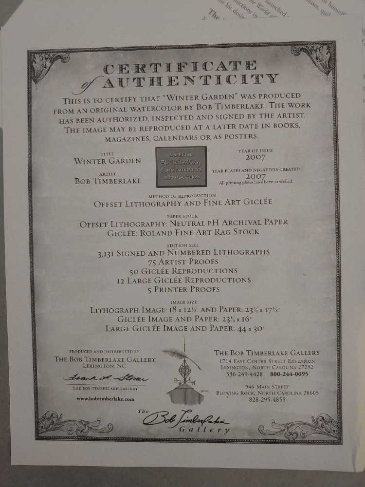 Winter Garden - Bob Timberlake art collectible - Main Image 3