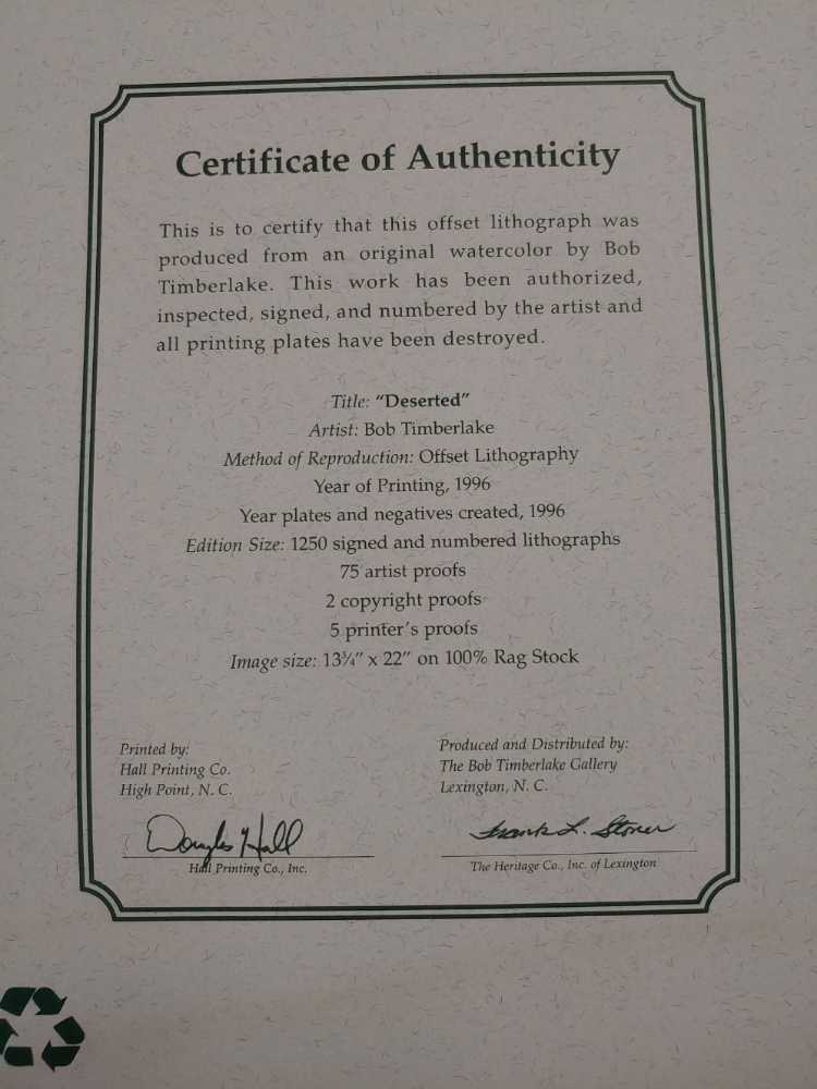 Deserted - Bob Timberlake art collectible - Main Image 2