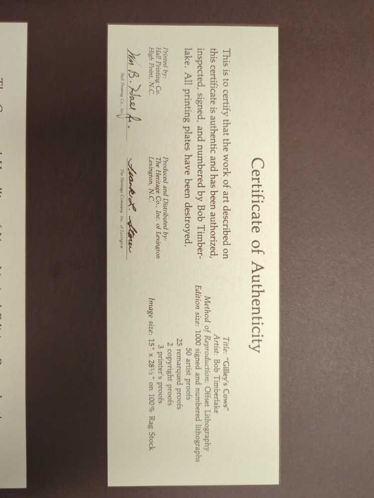 Gilly’s Cows - Bob Timberlake art collectible - Main Image 3