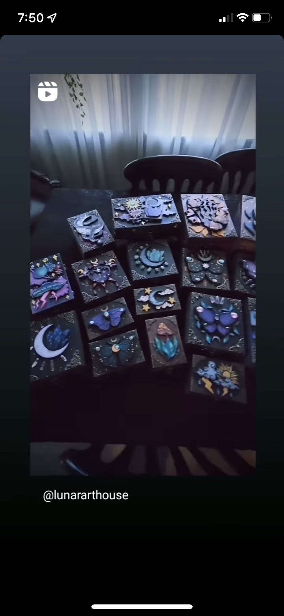 Blue Crystal Moon Hidden Key Box - Candace Houchin art collectible - Main Image 4