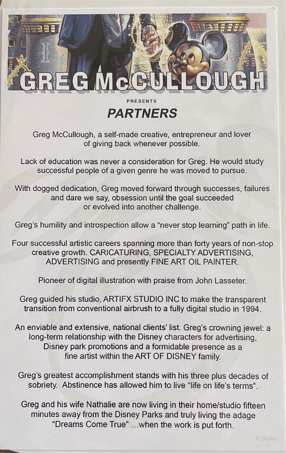 Disney - Partners - Greg McCullough art collectible [Barcode 400949015286] - Main Image 2