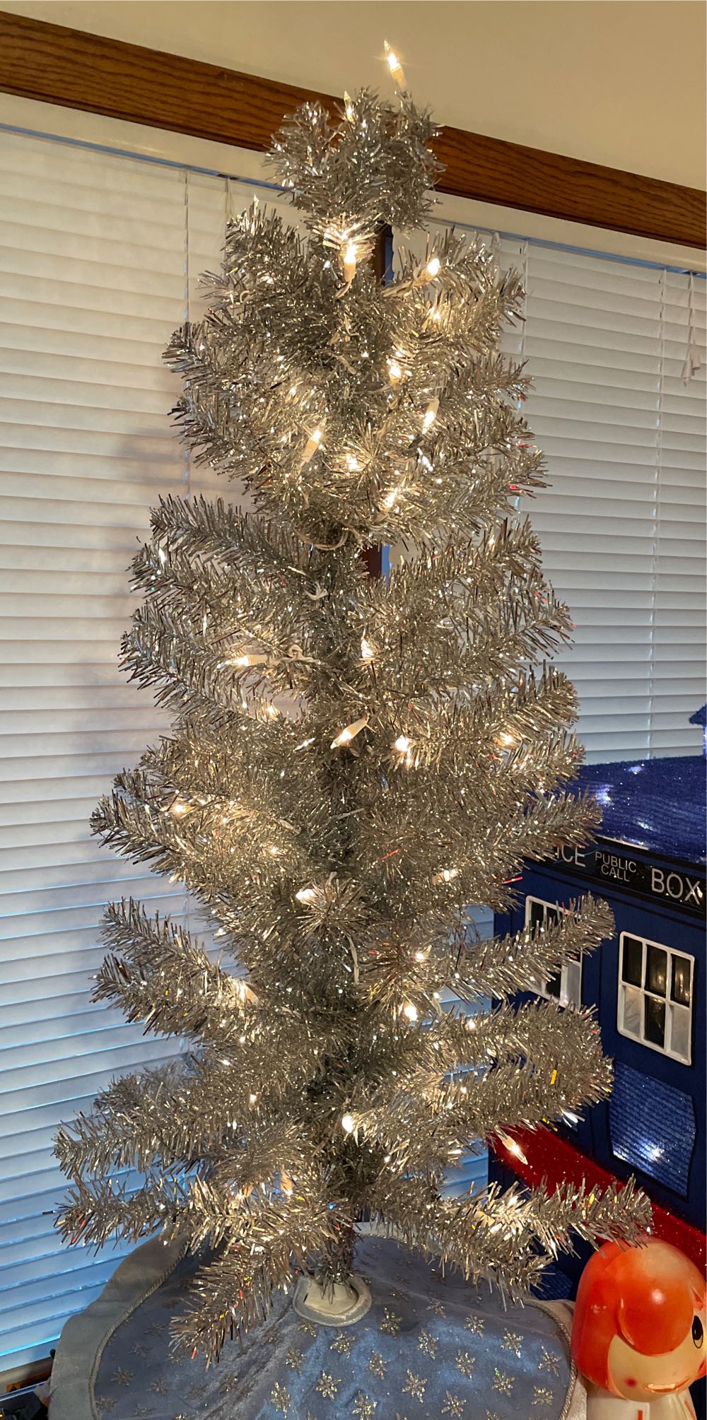 Tree, 4’ Silver, Prelit White  art collectible - Main Image 2