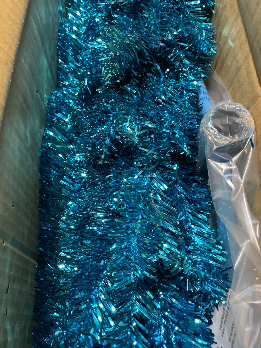 Tree, 6’ Turquoise Tinsel Includes Stand 6 Feet  art collectible [Barcode 729083894329] - Main Image 2
