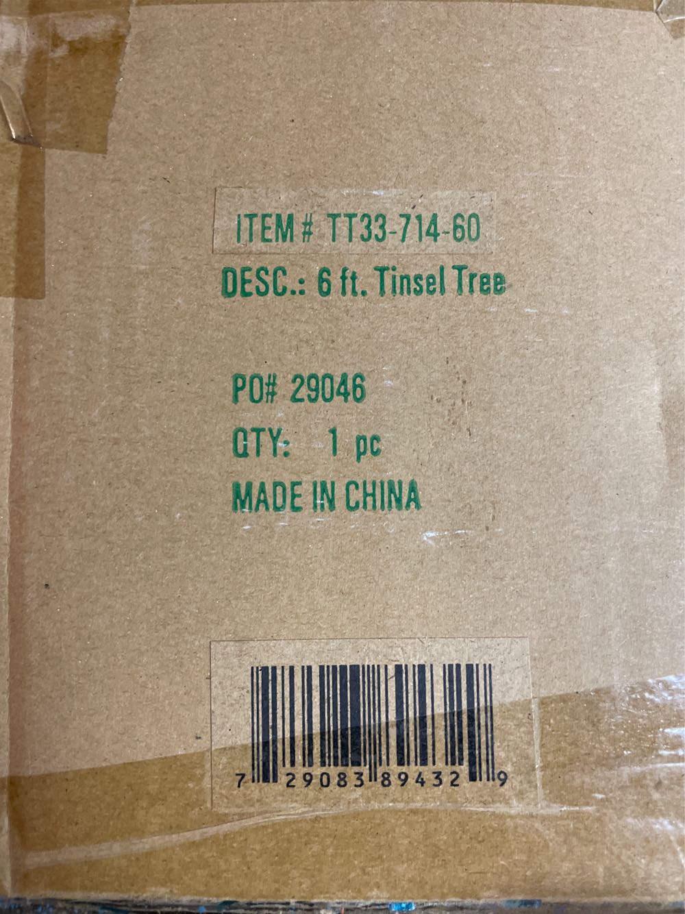 Tree, 6’ Turquoise Tinsel Includes Stand 6 Feet  art collectible [Barcode 729083894329] - Main Image 3