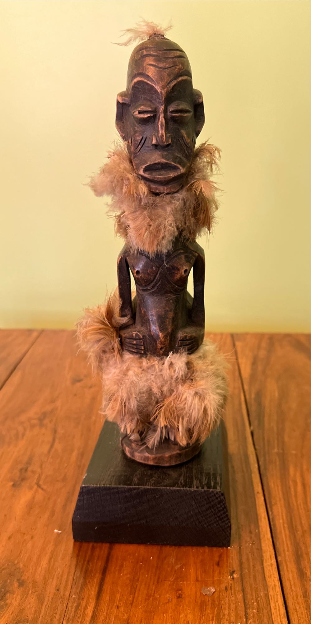 Wood Male Figure Feathers  art collectible - Main Image 2