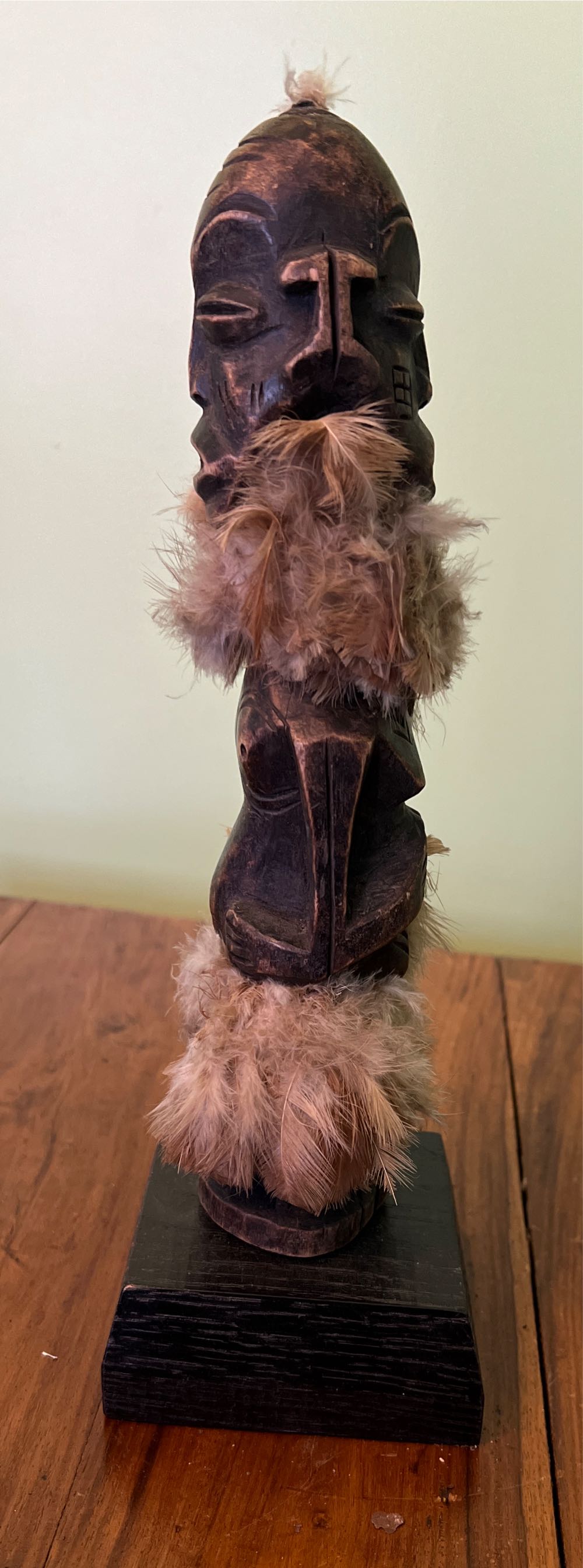 Wood Male Figure Feathers  art collectible - Main Image 3