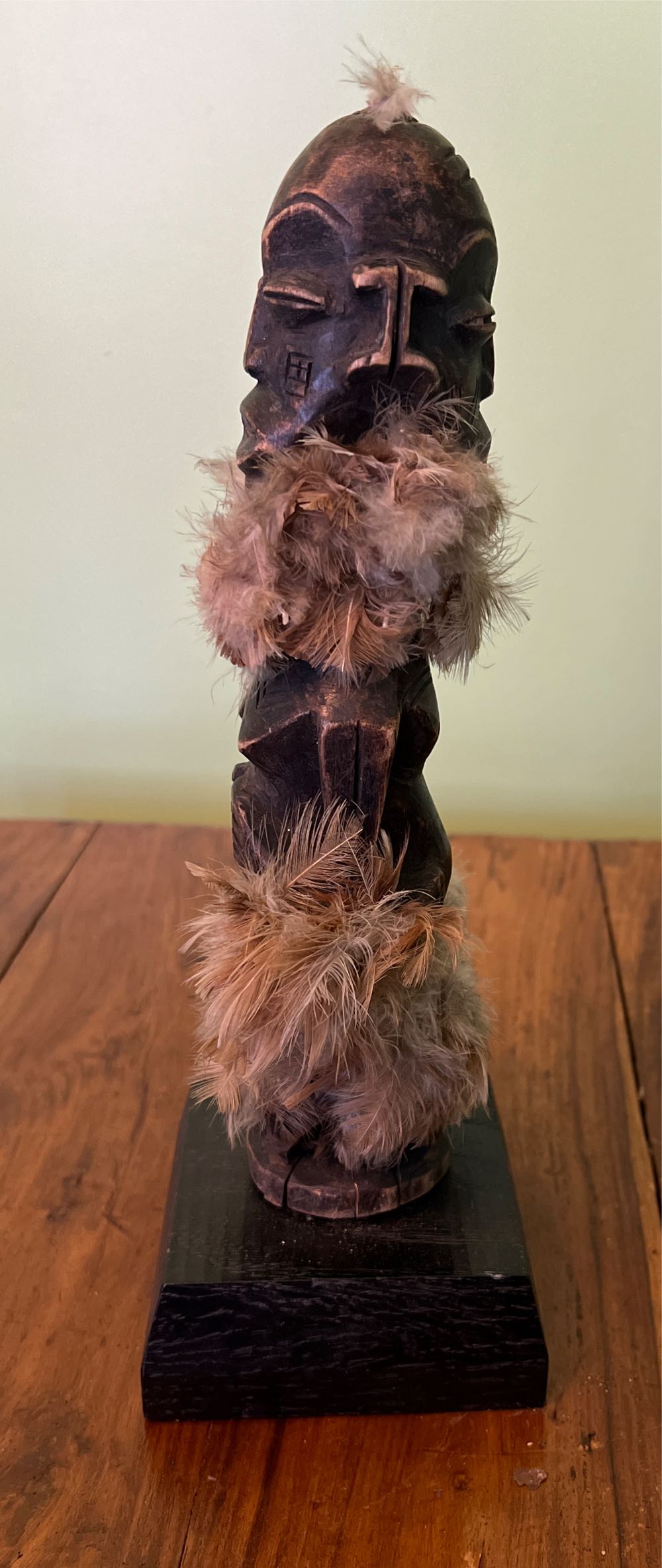 Wood Male Figure Feathers  art collectible - Main Image 4