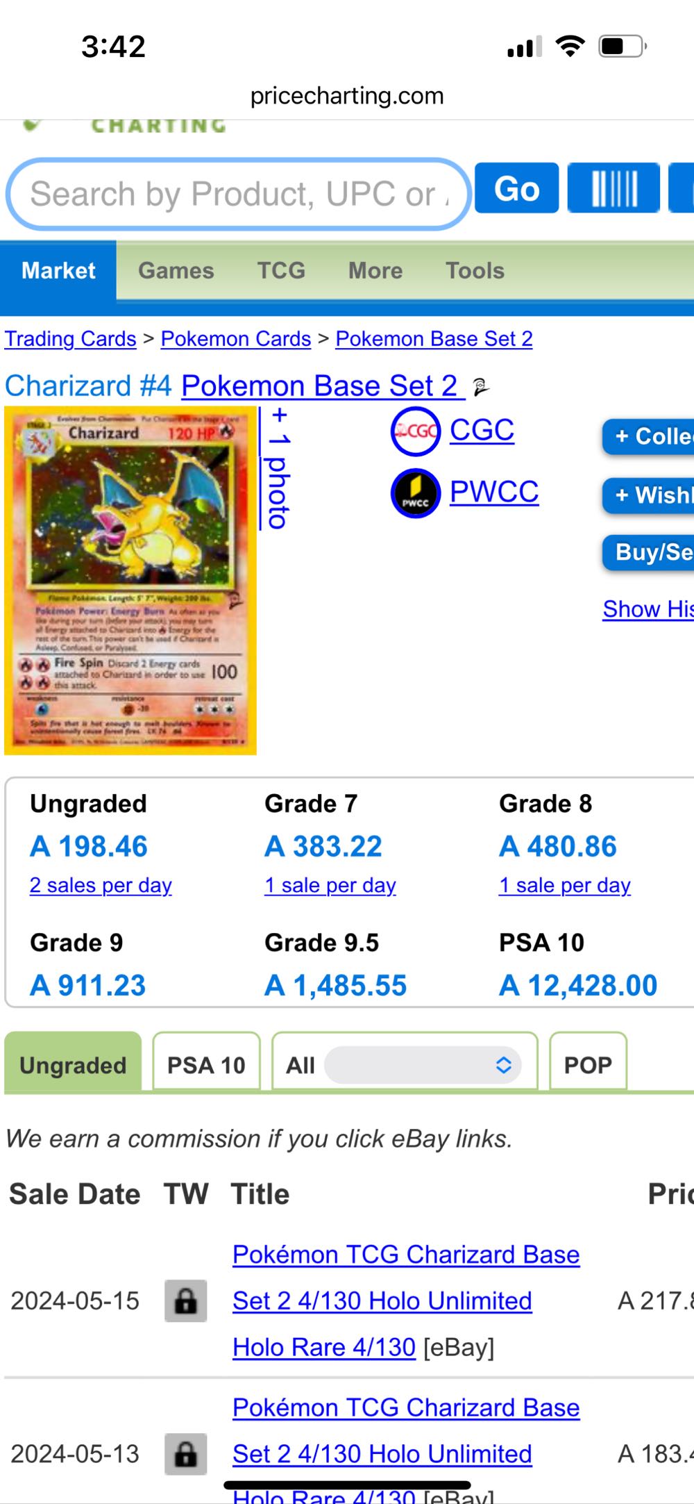 Charizard 4/130 - English Base Set 2. Feb 24th, 2000 - Mitsuhiro Arita. art collectible - Main Image 2