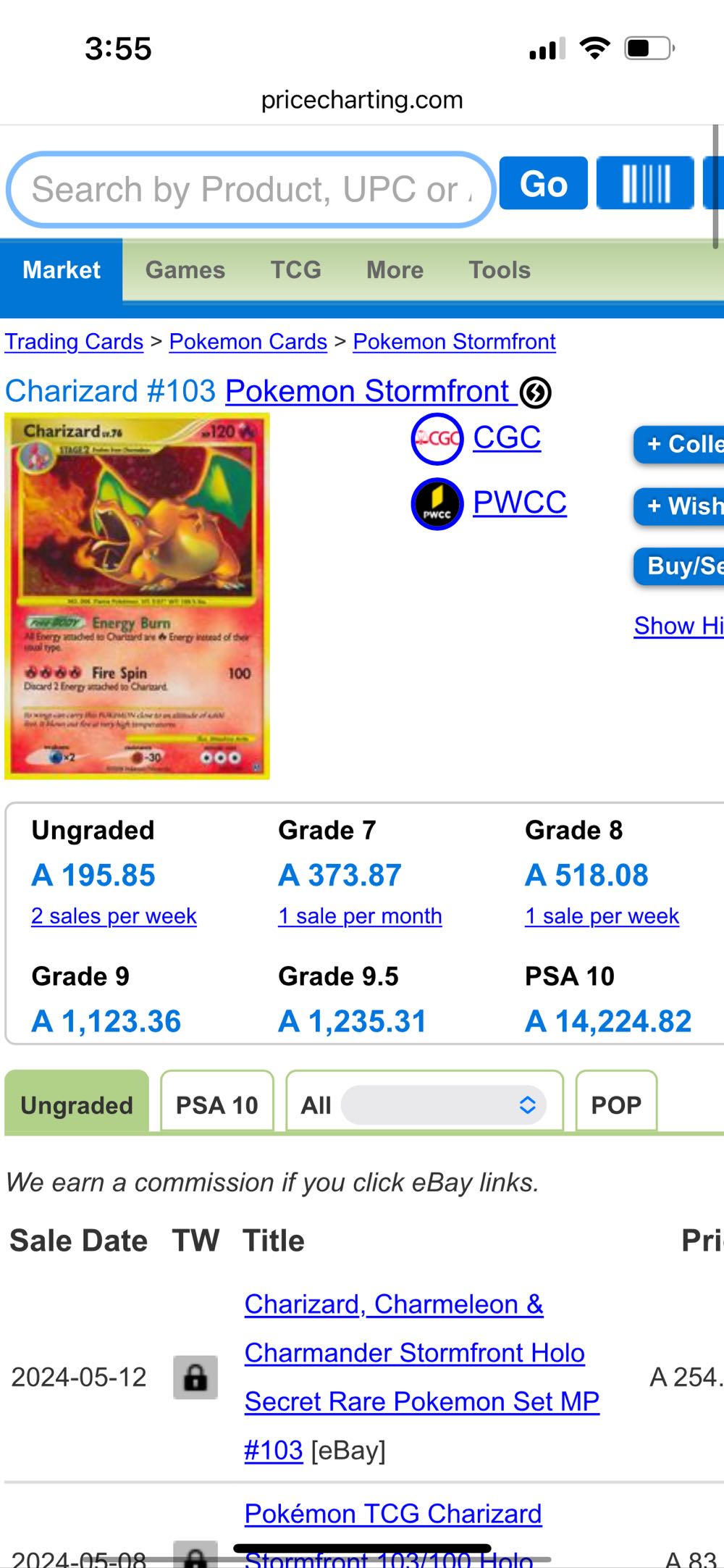 Charizard 103/100 - Stormfront. November 5th, 2008. - Mitsuhiro Arita. art collectible - Main Image 2