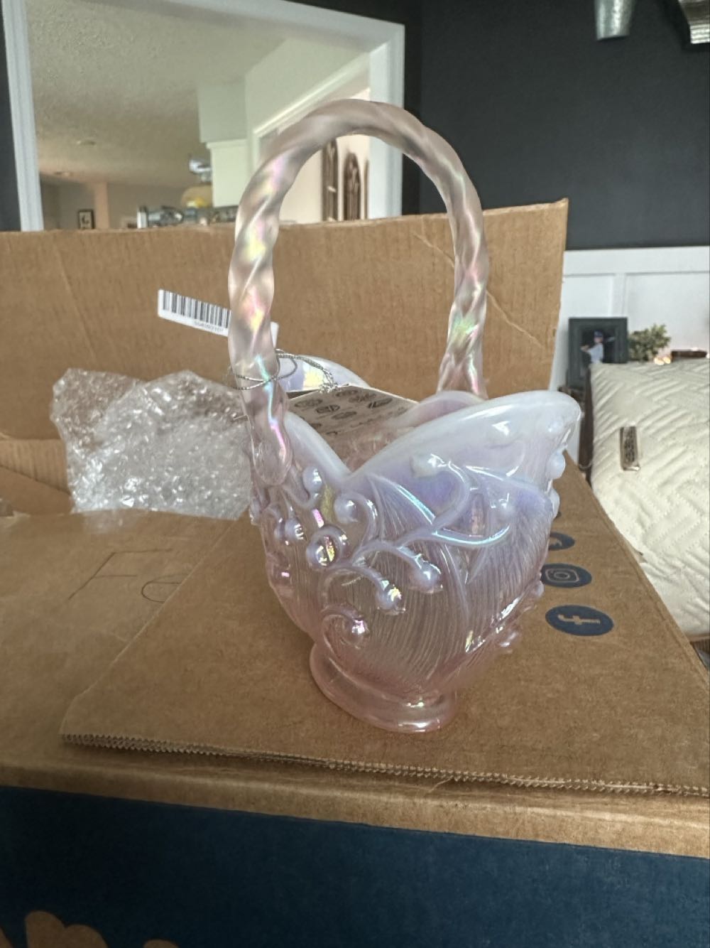 Fenton Lily Of The Valley Basket  art collectible - Main Image 2