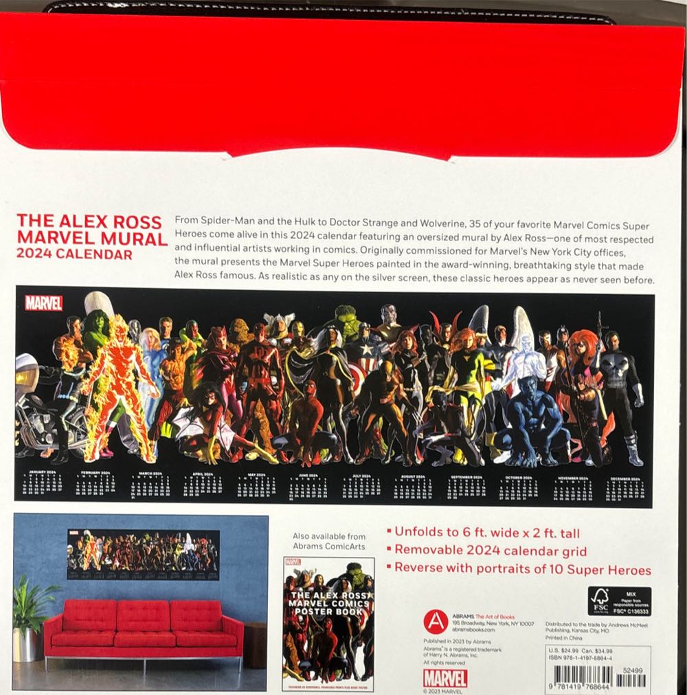 Harry Abrams Alex Ross Marvel Mural 12 X 12 Oversized Wall Calendar  art collectible [Barcode 9781419768644] - Main Image 2