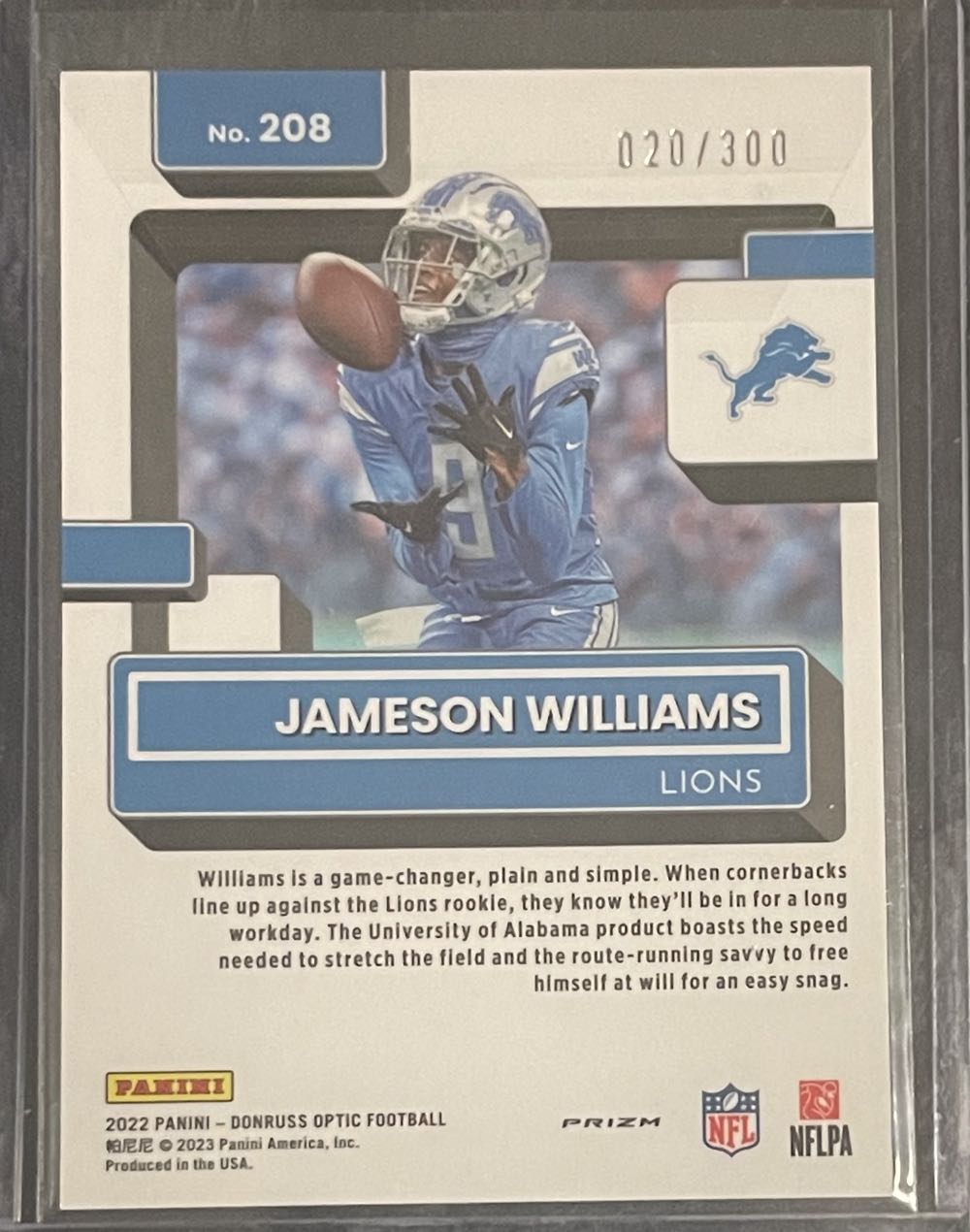 Jameson Williams 2022 Optic Silver Wave 20/300  art collectible - Main Image 2