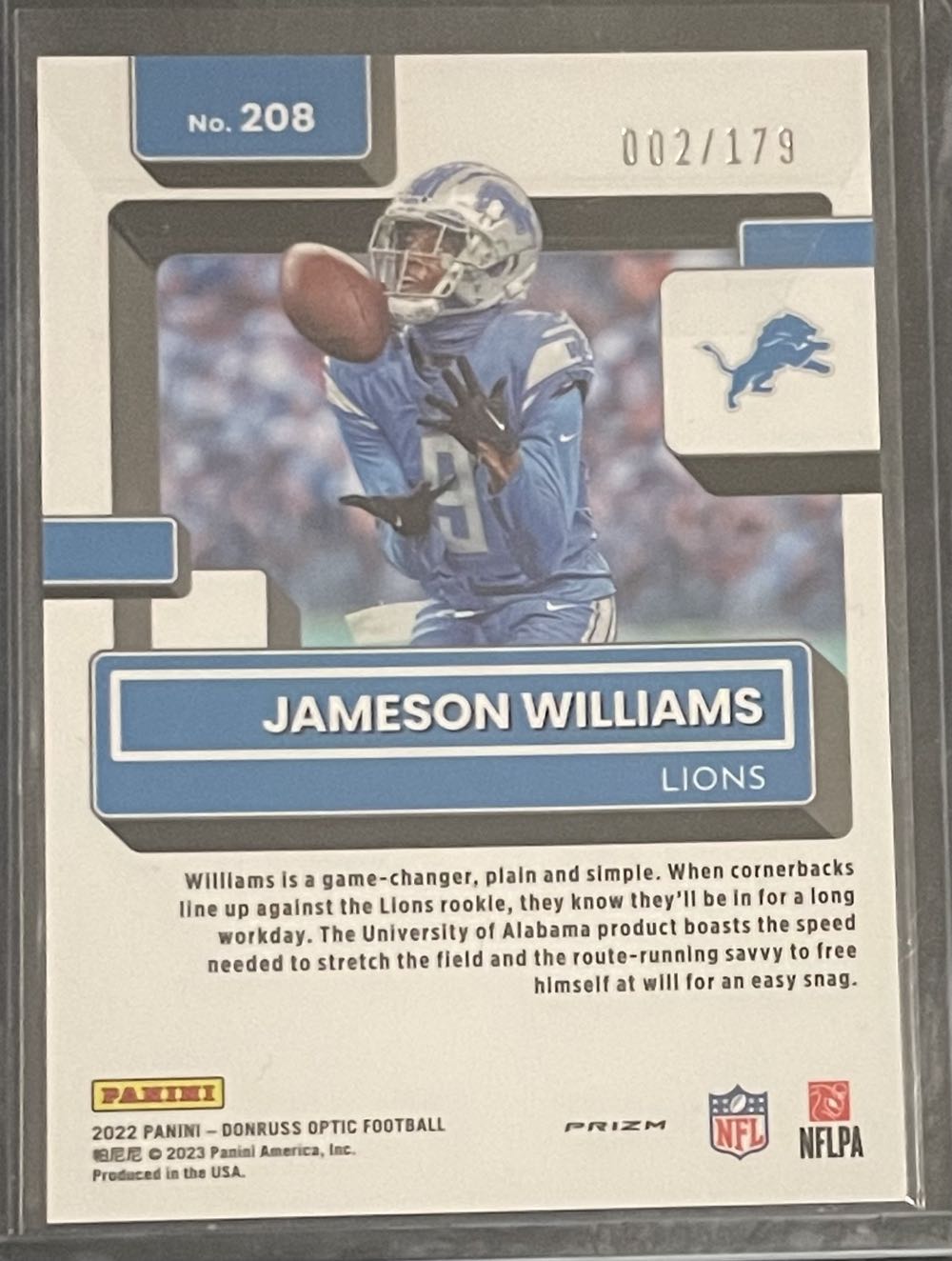Jameson Williams 2022 Optic Blue 2/179  art collectible - Main Image 2