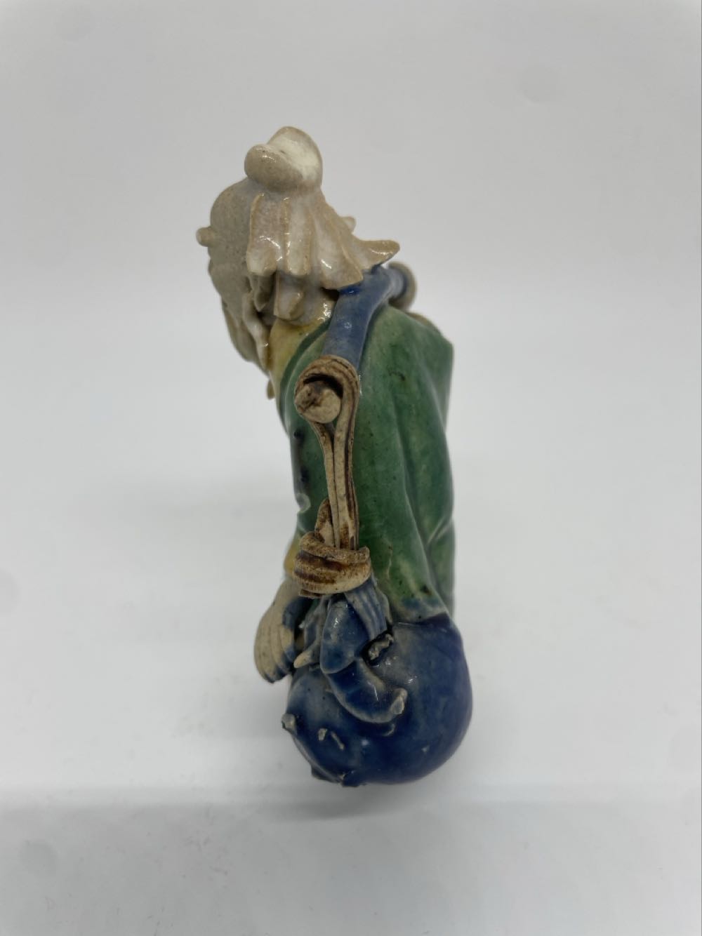 Chinese Mudman Carrying Coin And Peach 4in.  art collectible - Main Image 2