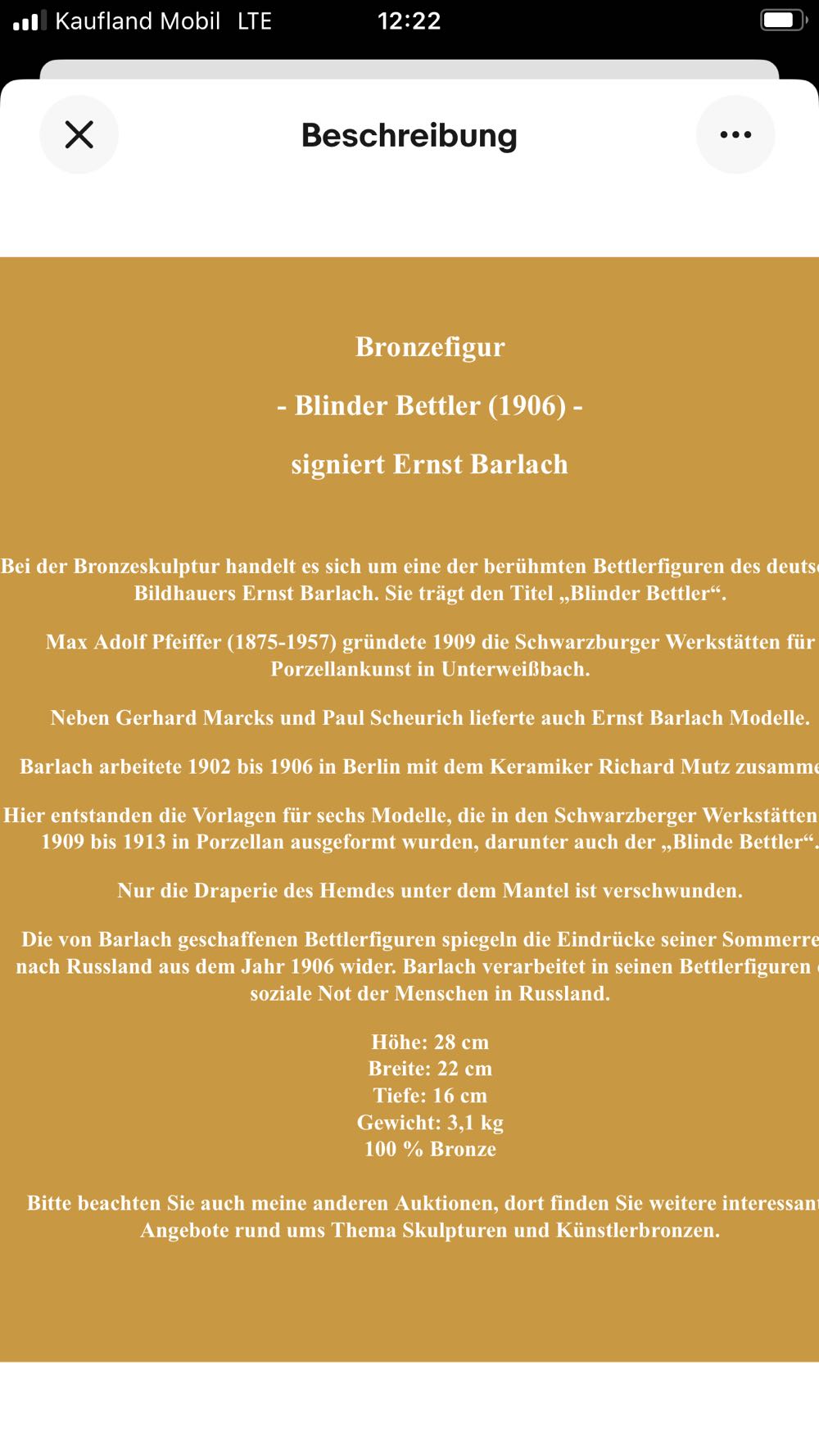 Schwarzburger Werkstätten, Ernst Barlach: Blinder Bettler - Ernst Barlach art collectible - Main Image 4