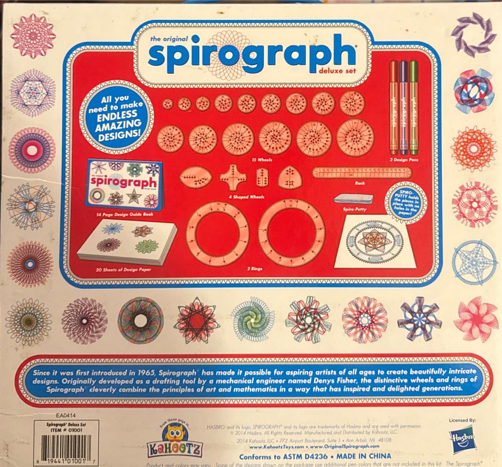Spirograph Deluxe Set –arts And Crafts Kids Toys Art Supplies Craft Supplies Drawing Kit Spiral Art Classic Gear Design Kit Build-in Case Pens Design Sheet Included Ages 8  art collectible [Barcode 819441010017] - Main Image 2
