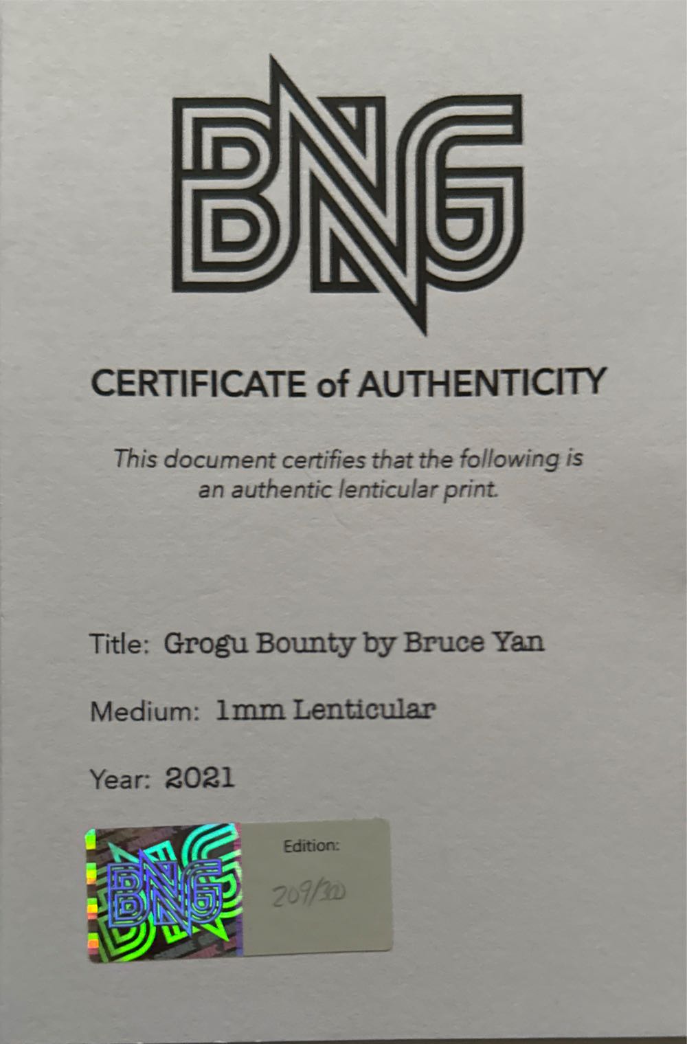 Grogu Bounty Lenticular Limited Edition - Bruce Yan art collectible - Main Image 2