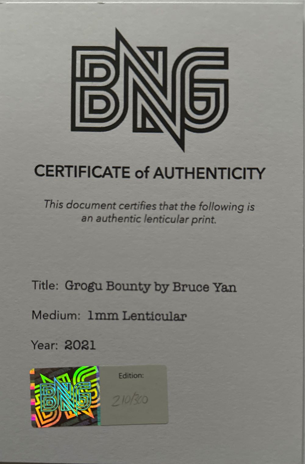Grogu Bounty Lenticular Limited Edition - Bruce Yan art collectible - Main Image 3