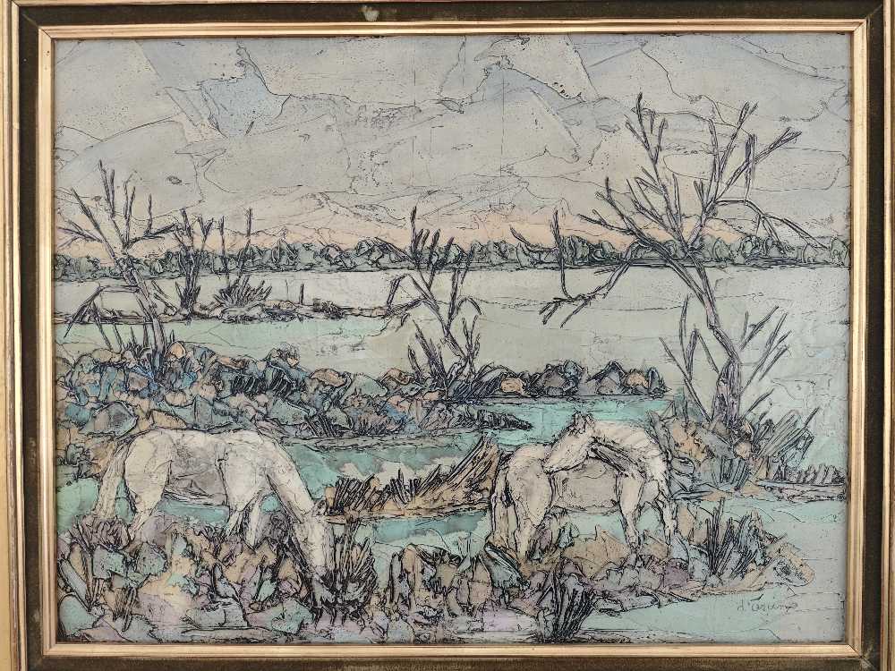Chevaux en Camargue - Ambrogiani dit d’Orcino Toussaint art collectible - Main Image 2