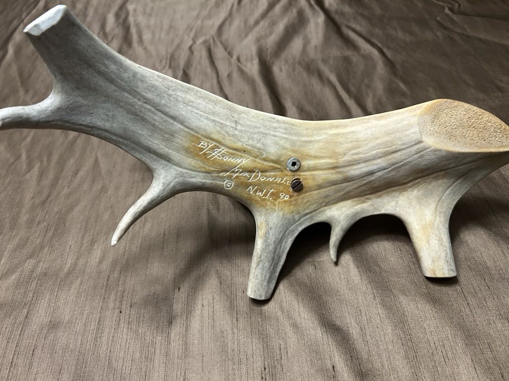 Ravens Head On Caribou Antler - Sonny Macdonald art collectible - Main Image 3