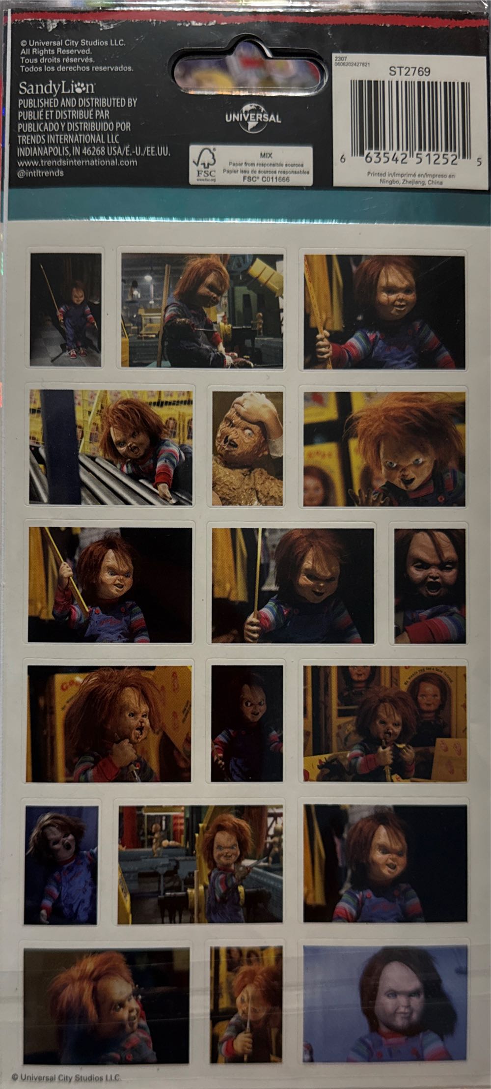 Childs Play Chucky  Stickers 4 Shee  art collectible [Barcode 663542512525] - Main Image 2
