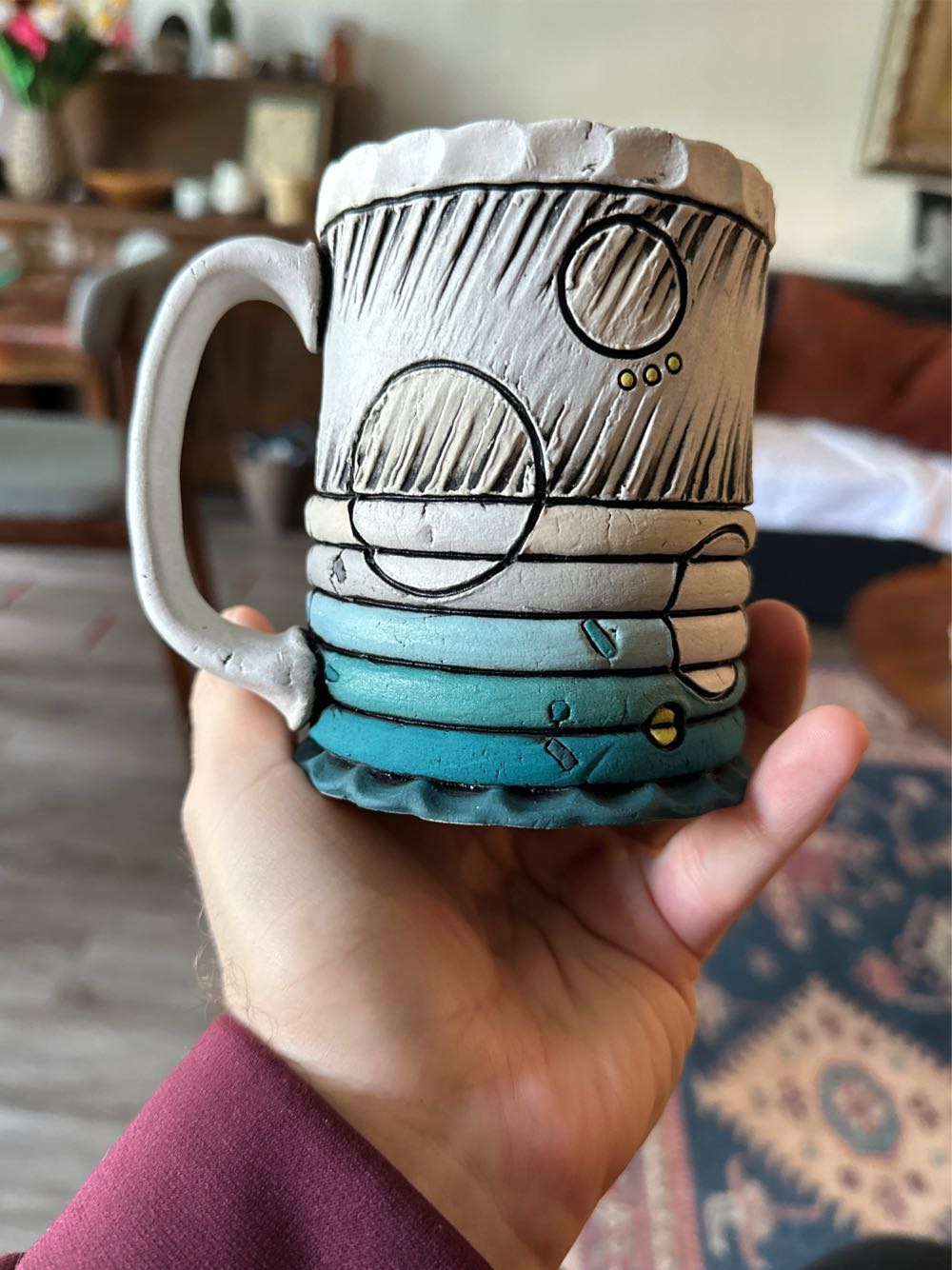 Tall Blue Ombre Mug - Eric Beavers art collectible - Main Image 2