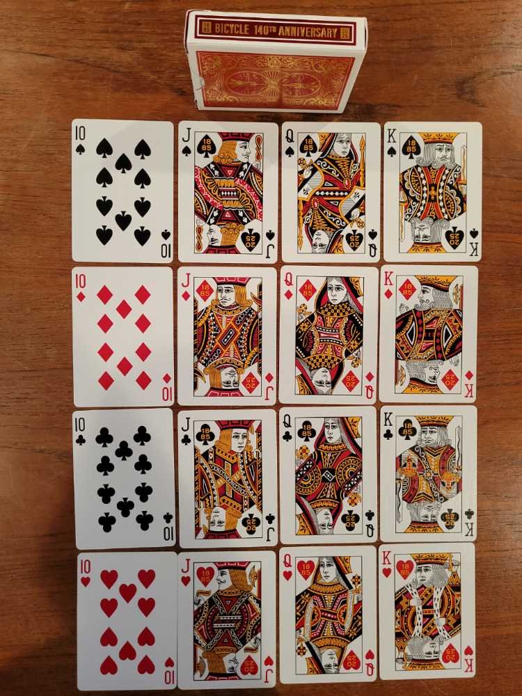 Bicycle 140th Year Anniversary Playing Cards Red And Gold Foil Historic Design Special Edition 1 Deck  art collectible [Barcode 073854098059] - Main Image 4