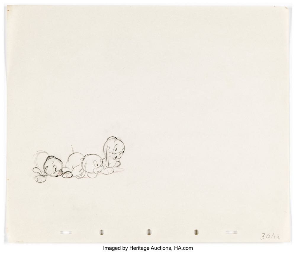 Walt Puplets Puppies Animation Drawing - Walt Disney art collectible - Main Image 2