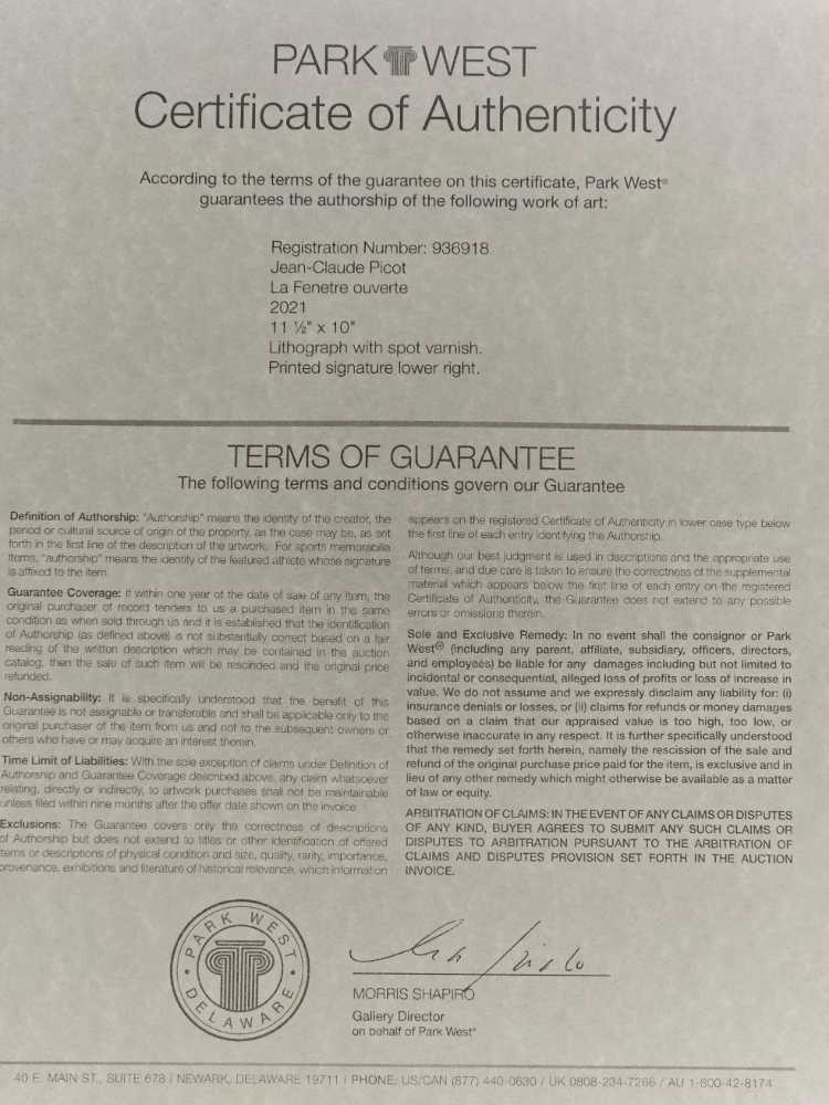 La Fenetre Ouverte - Jean-Claude Picot art collectible - Main Image 2
